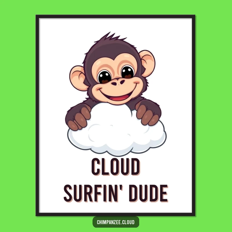 Funny Cheeky Chimpanzee Digital Art - Grinning Cloud Peeker Print