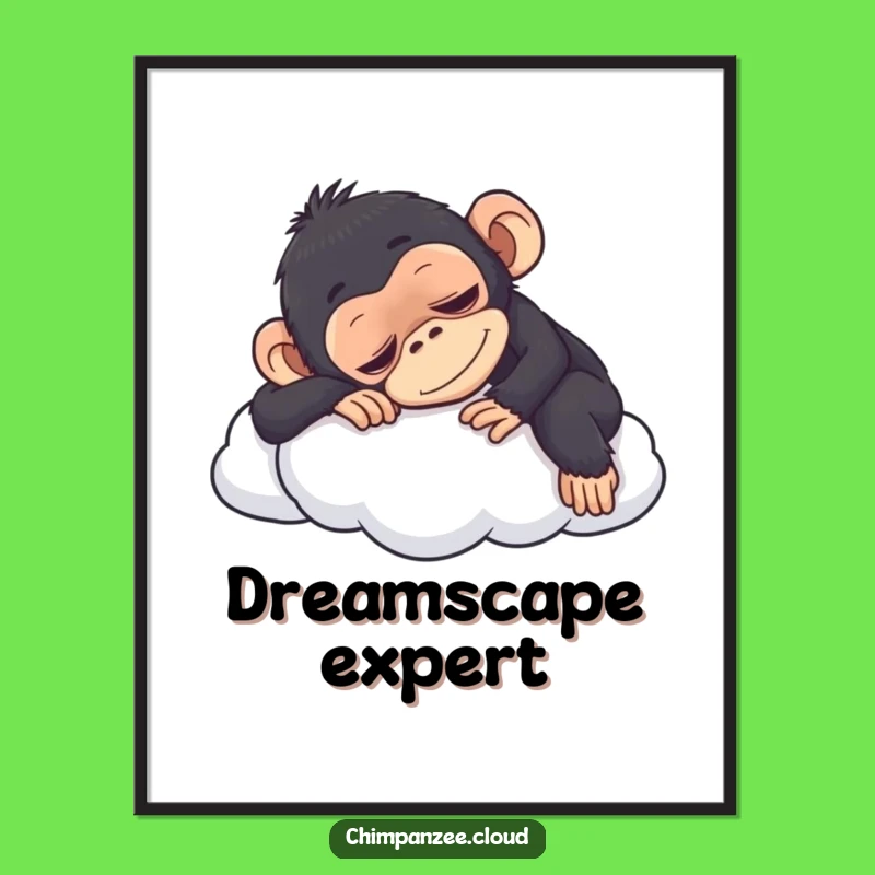 Funny Content Chimpanzee Napping Digital Print: Instant Hilarious Wall Art