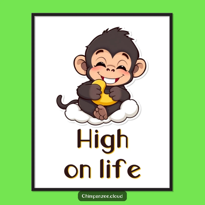 Funny Chimp Banana Cloud Digital Art: Hilarious Monkey Printable for Instant Cheer