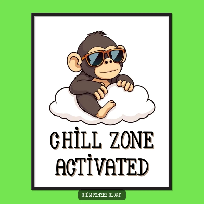 Funny Chimp Cloud Lounger Digital Art: Humorous Wall Decor for a Perfect Gift
