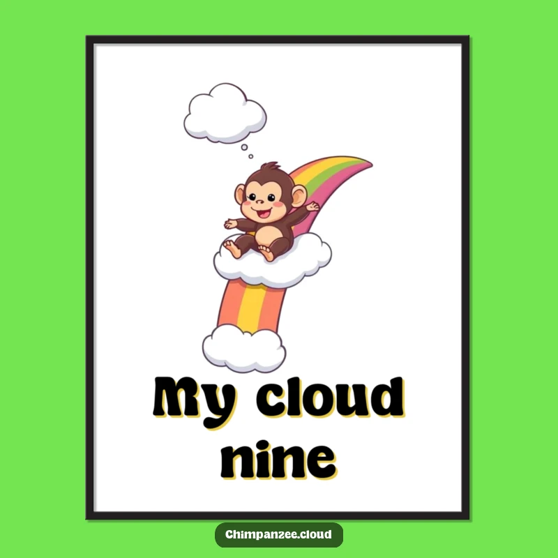 Funny Chimp Rainbow Digital Art Print: Whimsical Artwork of a Primate's Fun Ride, Perfect Funny Gift Download