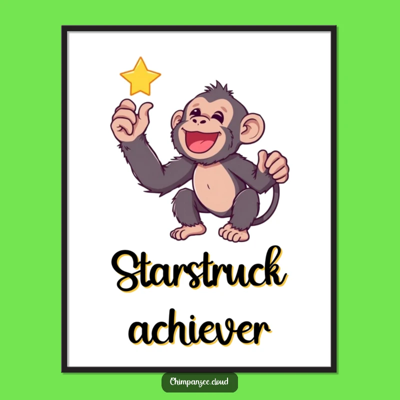 Funny Chimp Star Reach Digital Art: Instant Inspiration for Walls