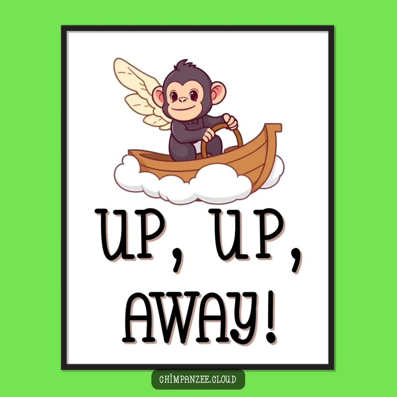Funny Chimpanzee Cloud Boat Digital Art Printable: Instant Joy