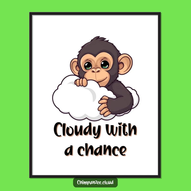 Funny Curious Chimp Digital Art: Instant Peek-a-Boo Decor