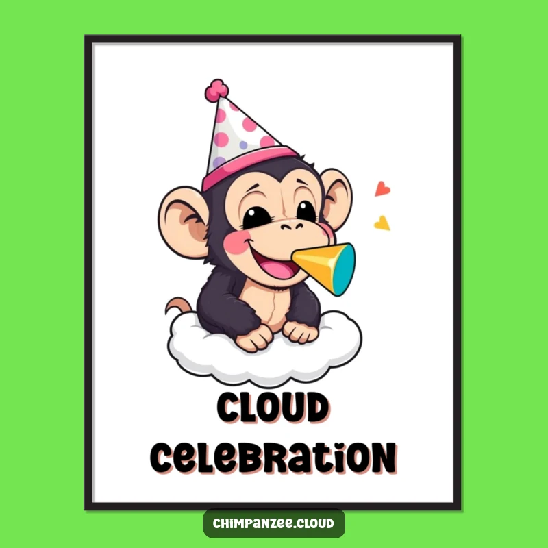 Funny Party Chimp Noisemaker Digital Art: Instant Celebration Decor