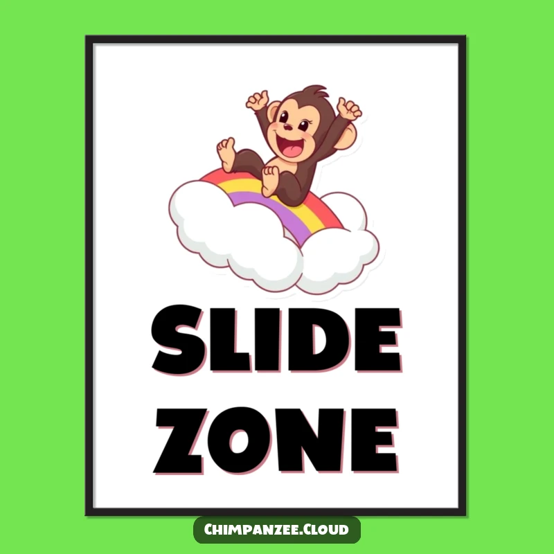 Funny Chimp Rainbow Digital Art - Excited Character Print, Perfect Gift!