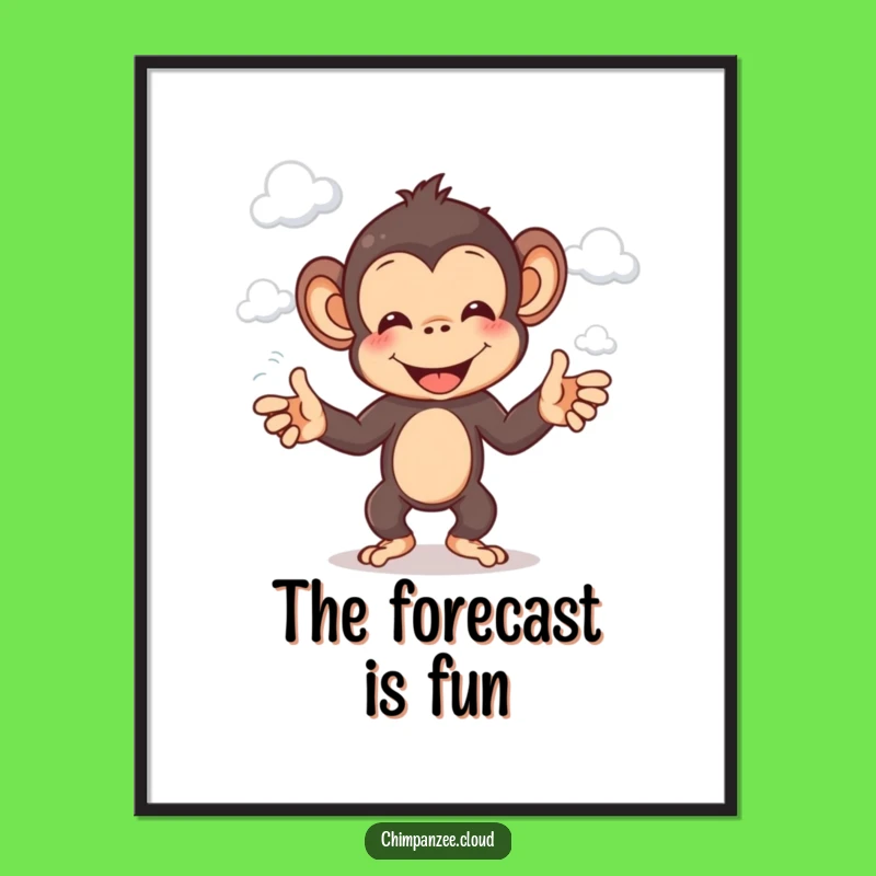 Funny Chimp Cloud Juggler Digital Art: Cheerful Monkey Decor