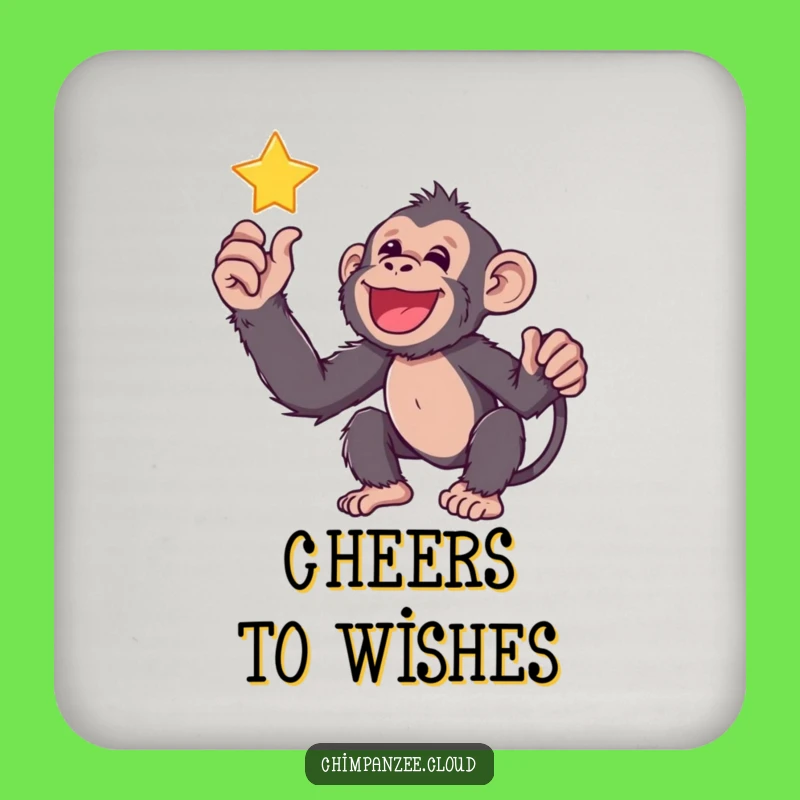 Funny Chimp Star Reach Coaster: Protect Surfaces with Dreams