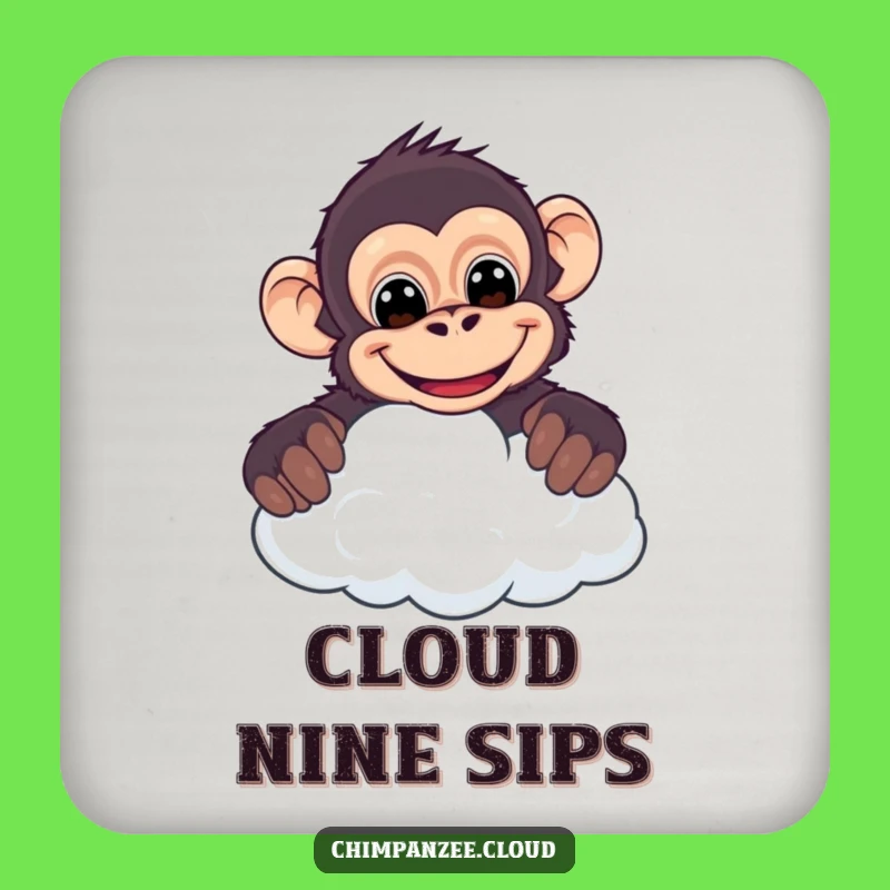Funny Cheeky Chimpanzee Coaster - Cloud Grin Table Protector