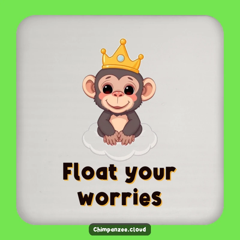 Funny Royal Chimp Coaster: Crowned Monkey on Cloud - Protects Surfaces Gift