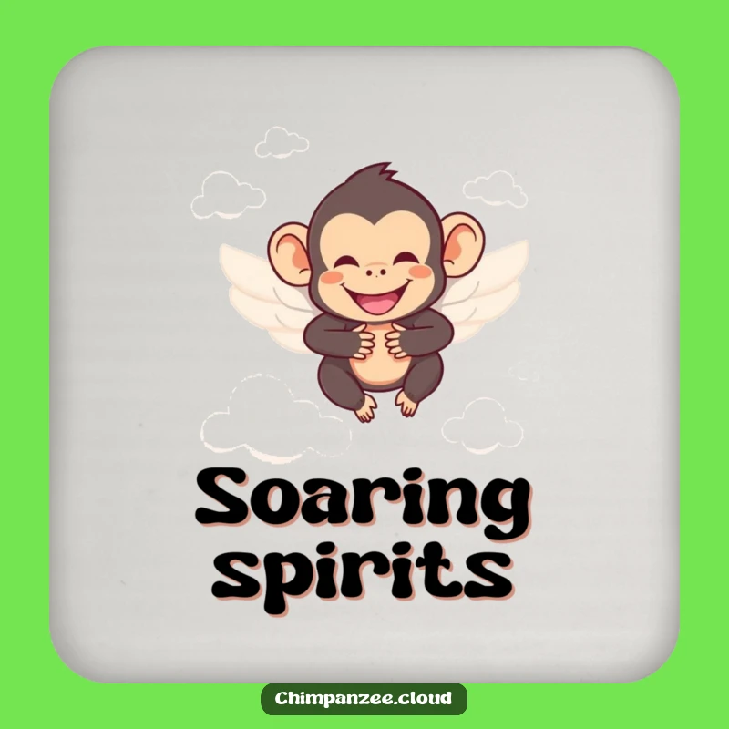 Funny Angel Chimp Coaster: Protect Your Drink with Wings, Heavenly Funny Gift