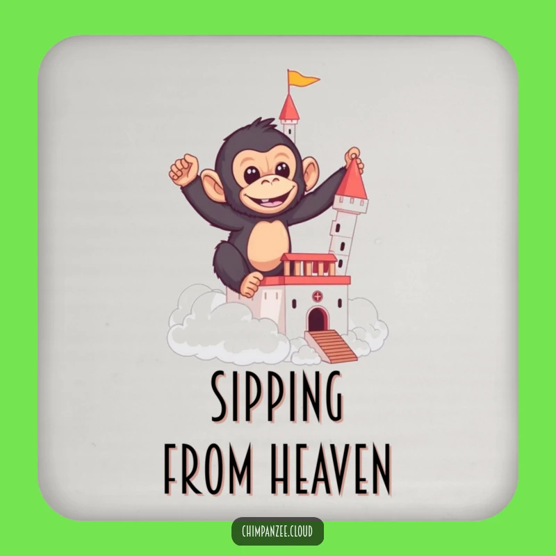 Funny Chimp Cloud Castle Coaster - Hilarious & Protective Drink Gift