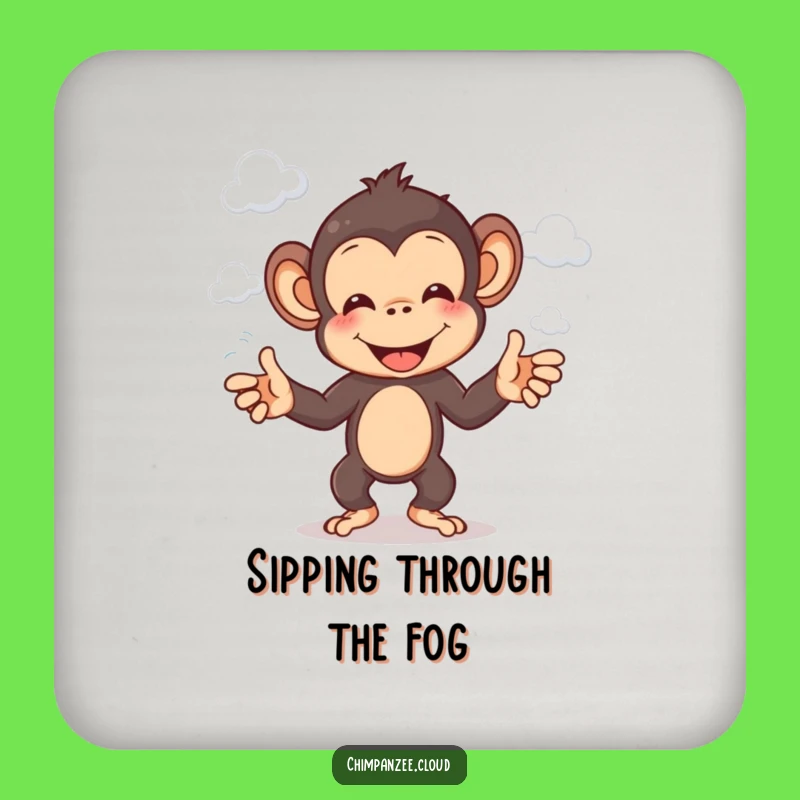 Funny Chimp Cloud Coaster: Cheerful Monkey Juggling Clouds