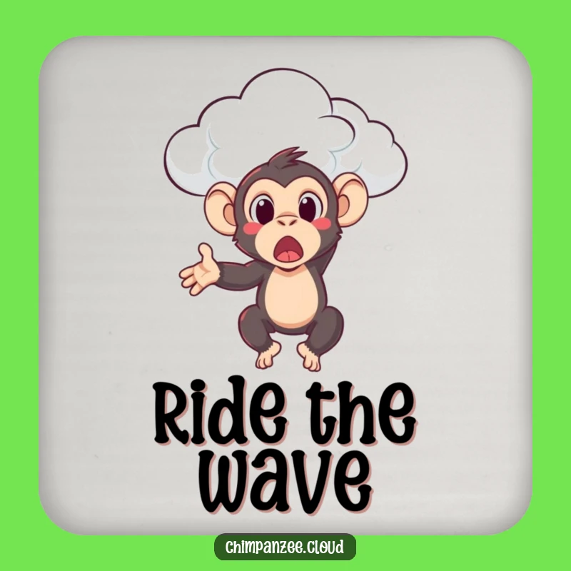 Funny Surprised Chimpanzee Coaster: Hilarious Primate Cloud Toss Protection