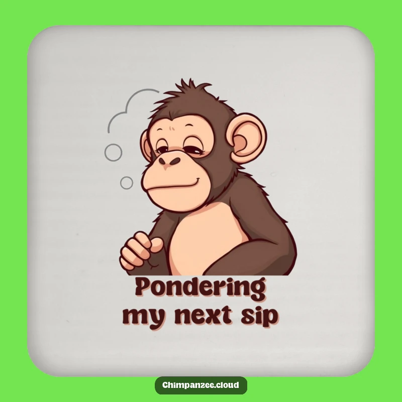 Funny Thoughtful Chimpanzee Coaster: Protect Surfaces with Pondering