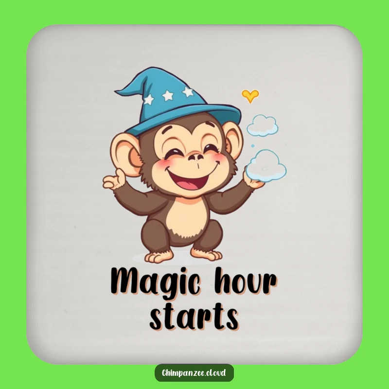 Funny Wizard Chimp Coaster: Protect Your Drink with Magic, Enchanting Funny Gift
