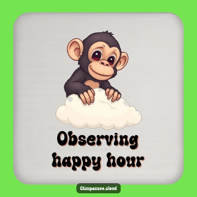 Funny Chimp Cloud Peek Coaster: Protect Surfaces with Intrigue