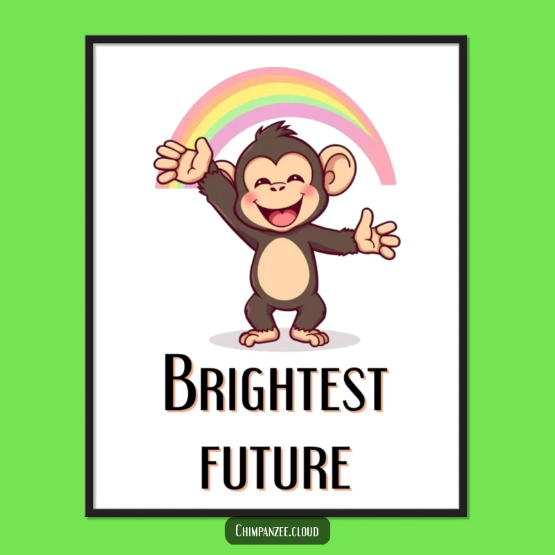 Funny Chimp Rainbow Poster: Happy Monkey's Dreamy Sky Art