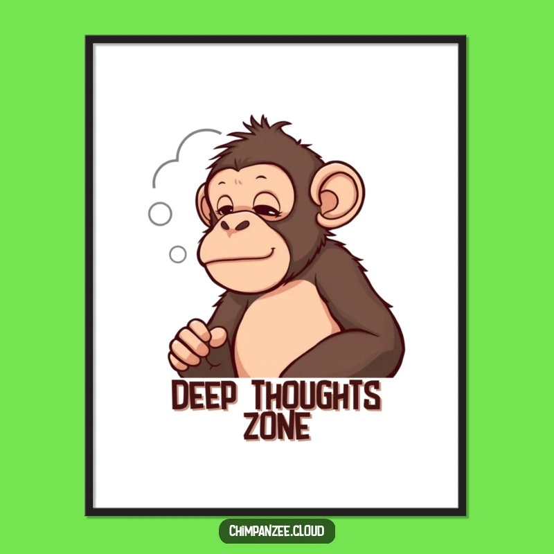 Funny Thoughtful Chimpanzee Cloud Poster: Art for the Introspective Soul