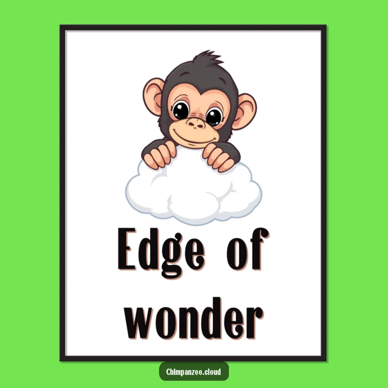 Funny Chimp Cloud Art Poster - Curious Primate's Sky View