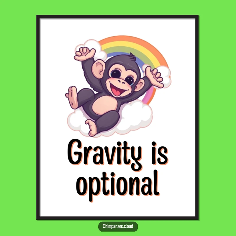 Funny Chimp Rainbow Slide Poster: Vibrant Wall Art for Cheerful Decor