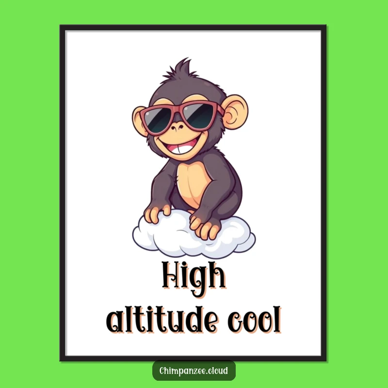 Funny Chimp Sunglasses Cloud Poster: Quirky Wall Art for Humorous Decor