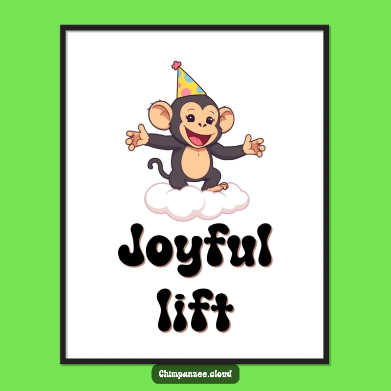 Funny Chimp Celebration Poster: Whimsical Art of a Dancing Chimp, Perfect Funny Gift