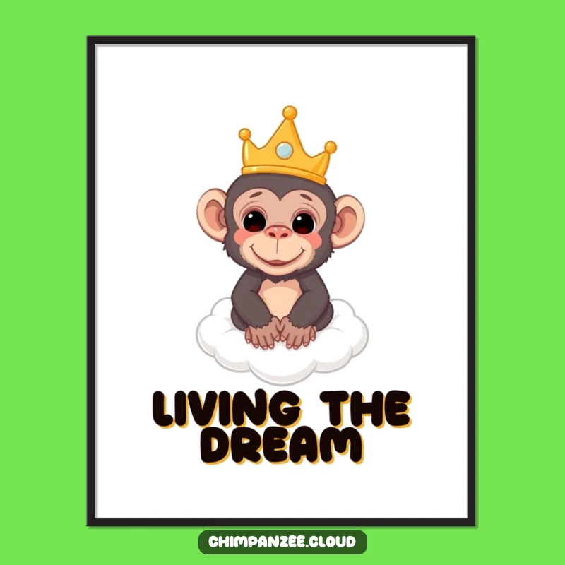 Funny Monkey King Poster: Royal Chimp on Cloud Art - Hilarious Wall Decor Gift