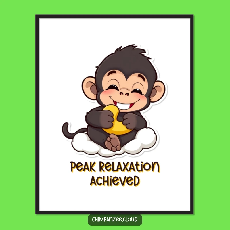 Funny Chimp Banana Cloud Poster: Hilarious Wall Art for a Jolly Monkey Vibe