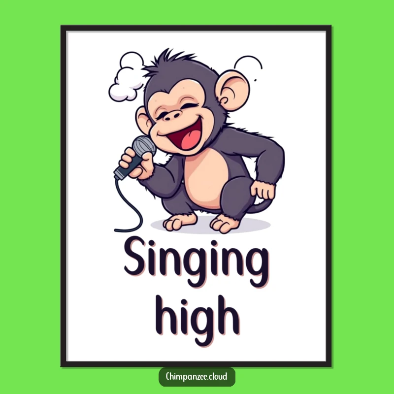 Funny Chimp Rockstar Poster: Whimsical Art of a Singing Chimp, Perfect Funny Gift