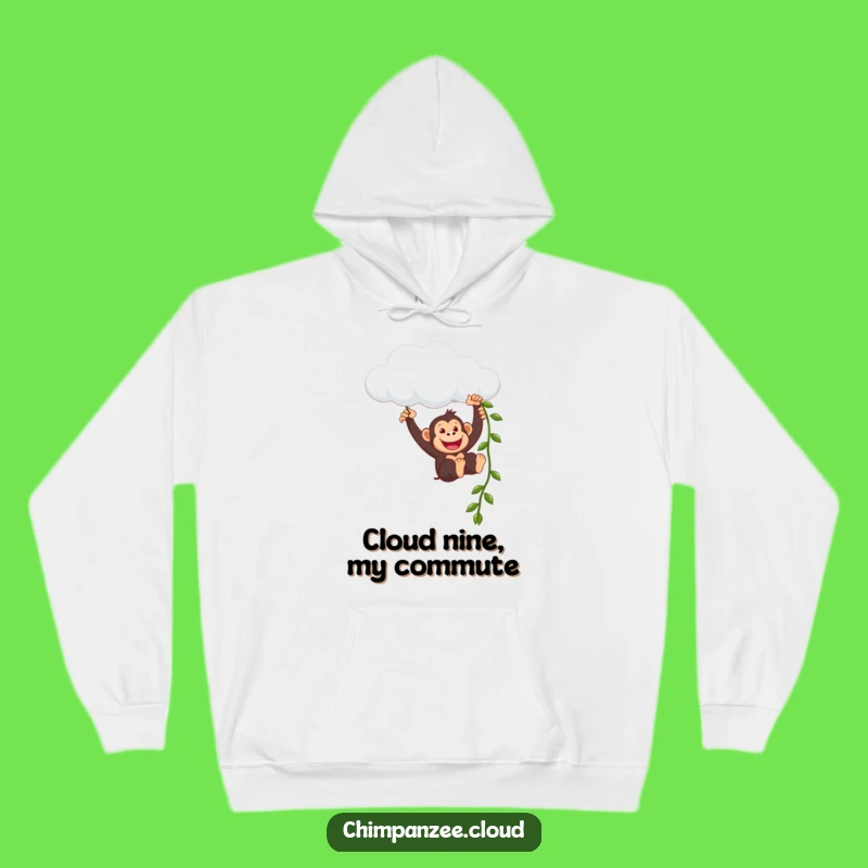 Funny Chimpanzee Cloud Hoodie: Cozy & Hilarious Primate Swinging Sweatshirt Gift