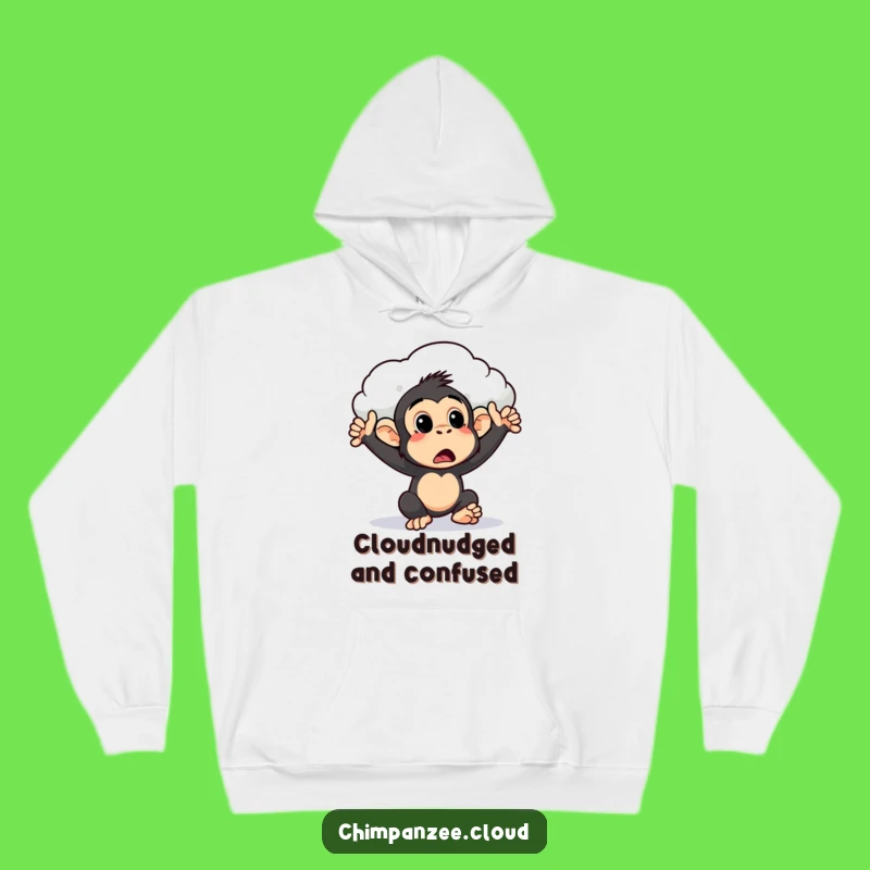 Funny Surprised Chimpanzee Cloud Push Hoodie: Cozy Humor & Gentle Nudge Gift