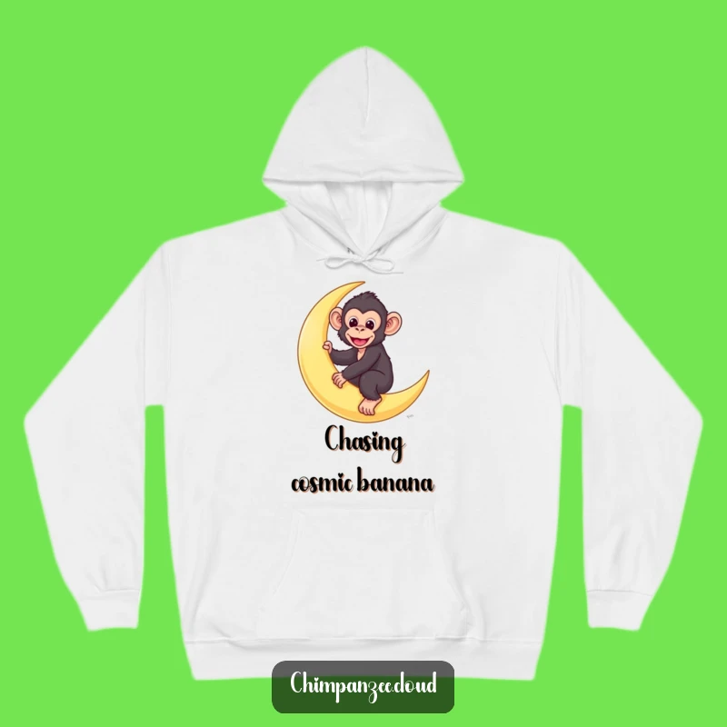 Cozy Funny Chimp Moon Rider Hoodie: Cute Monkey Dreams, Hilarious Warmth