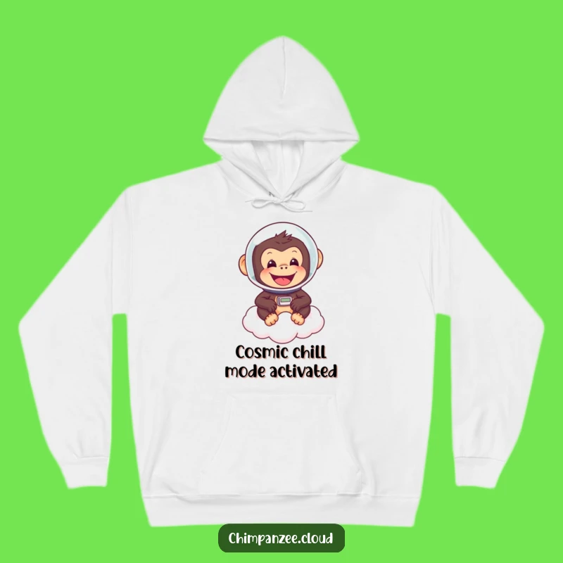 Funny Astronaut Chimp Hoodie: Cozy Chimp Floating on Cloud, Warm Space Gift