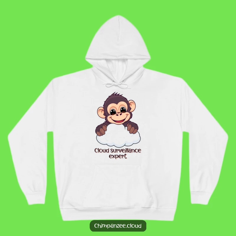 Funny Cheeky Chimpanzee Hoodie - Cloud Grin Mischief Comfort