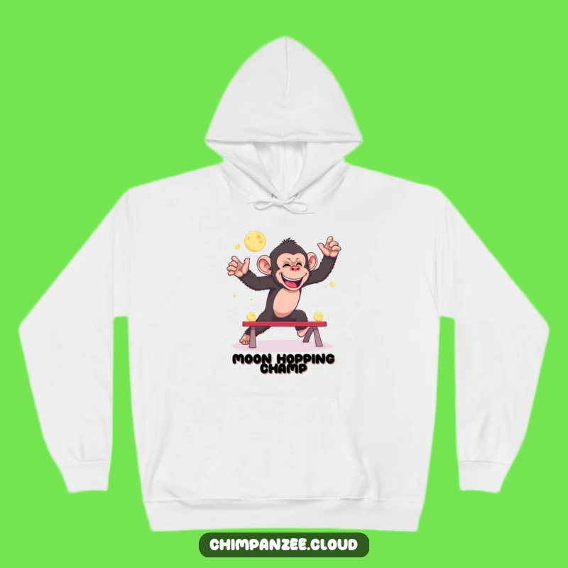 Funny Giggling Chimp Leapfrog Moons Hoodie - Cozy Celestial Gift