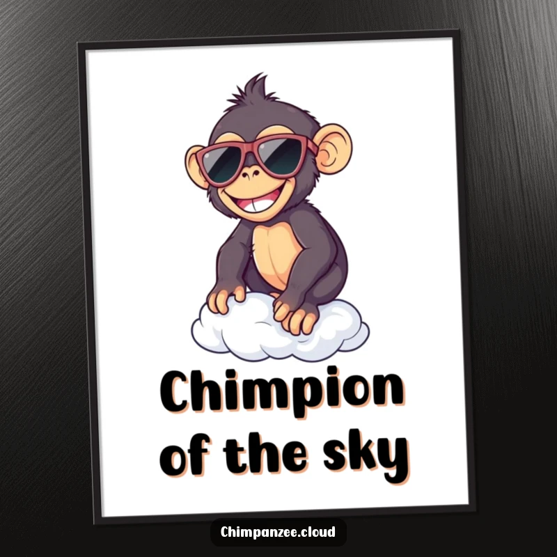 Funny Free Printable Wall Art: A chimp sporting sunglasses balances effortlessly on a fluffy cloud, radiating cool vibes.