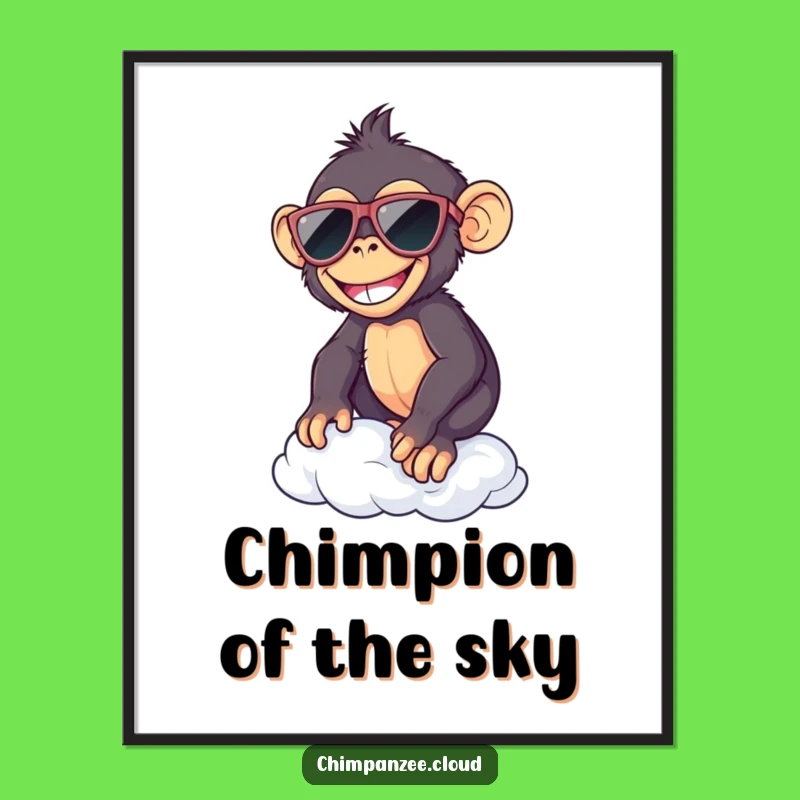 Funny Free Printable Wall Art: Chimp Sunglasses Cloud Balance - Hilarious Downloadable Decor