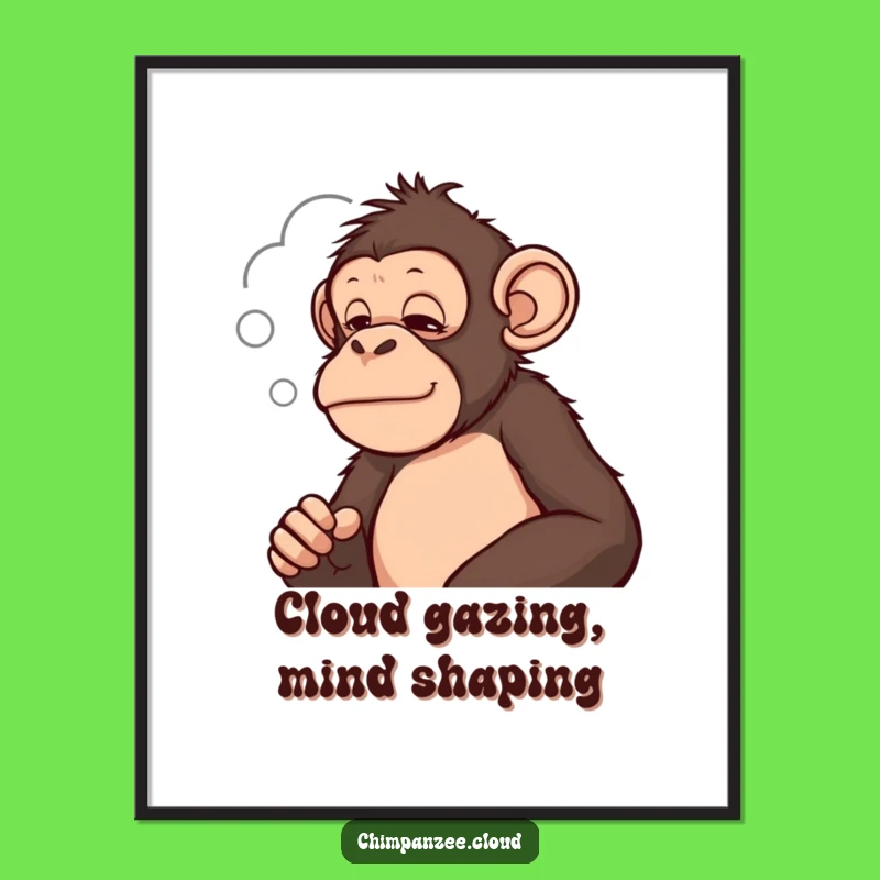 Funny Free Printable Wall Art: Pondering Chimp Cloud - Reflective Downloadable Art!