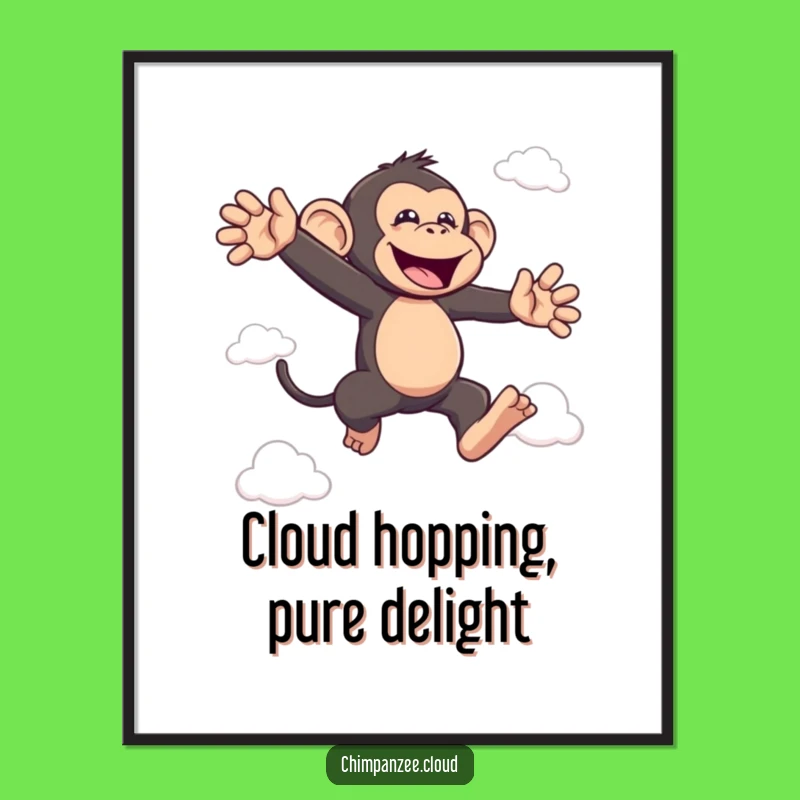 Funny Free Printable Wall Art: Joyful Leaping Chimp, Downloadable Decor