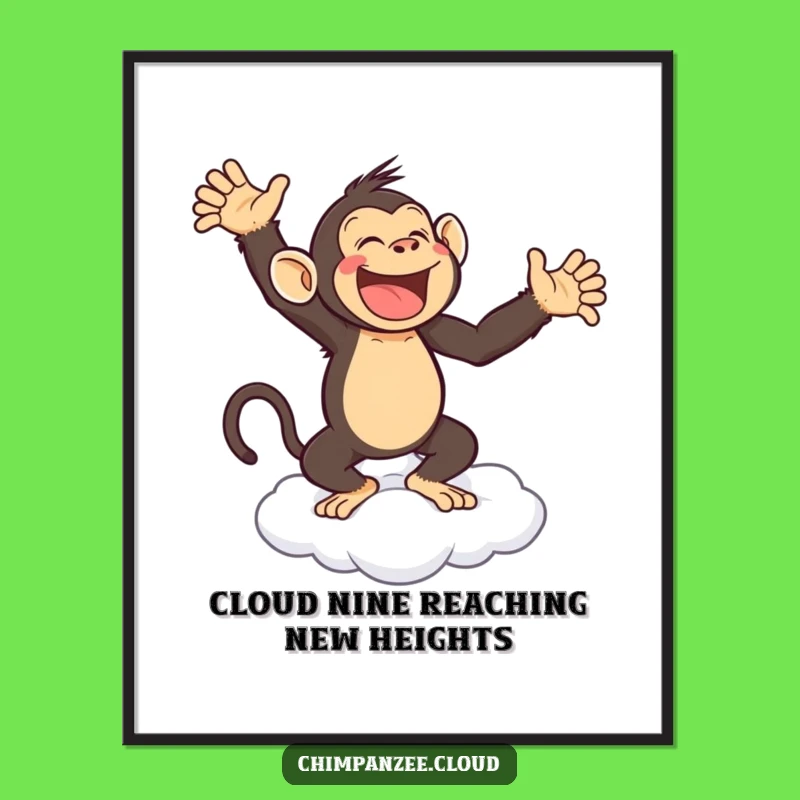 Free Printable Monkey Cloud Wall Art: Funny Chimp Dance Downloadable Decor