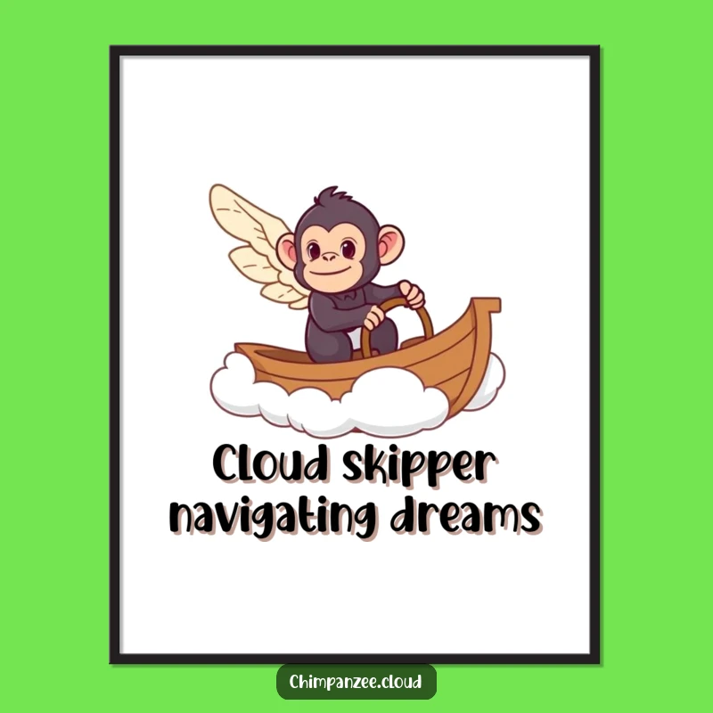 Funny Free Printable Wall Art: Chimp Cloud Boat Adventure, Downloadable Humorous Decor