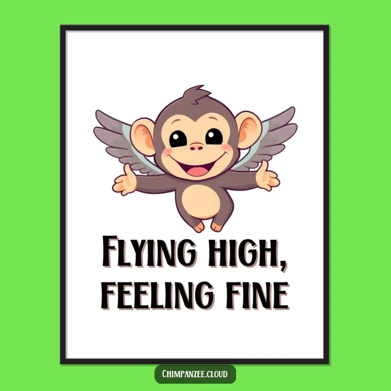 Free Printable Chimp Wall Art: Funny Flying Monkey Downloadable Decor for Whimsical Spaces