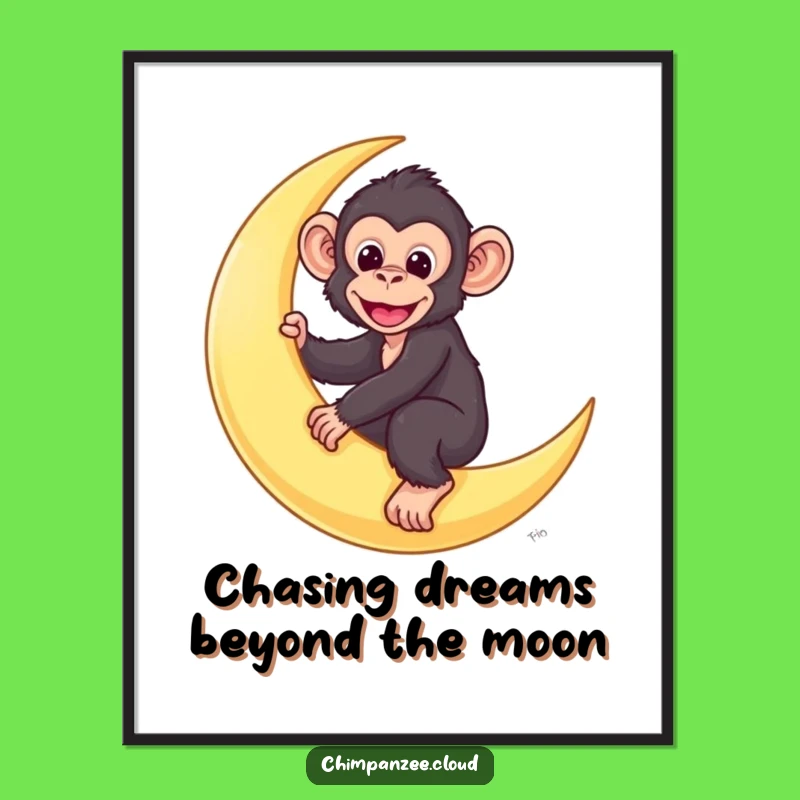 Free Printable Wall Art: Chimp on Moon Funny Downloadable Art Gift
