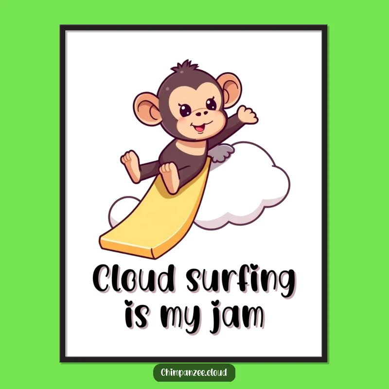 Free Printable Wall Art: Chimpanzee Cloud Slide, Humorous Downloadable Decor!