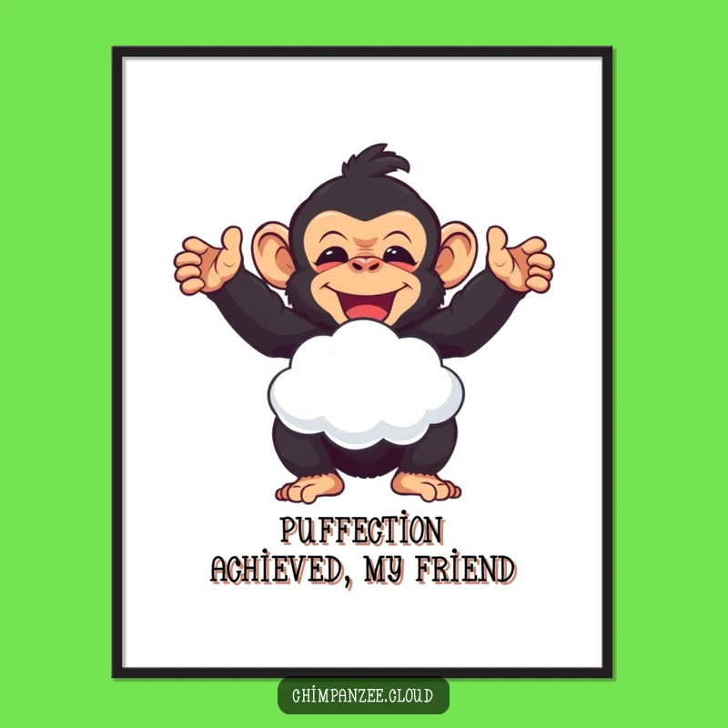 Free Printable Wall Art: Funny Chimp Cloud Puff, Joyful Decor, Downloadable Poster Gift