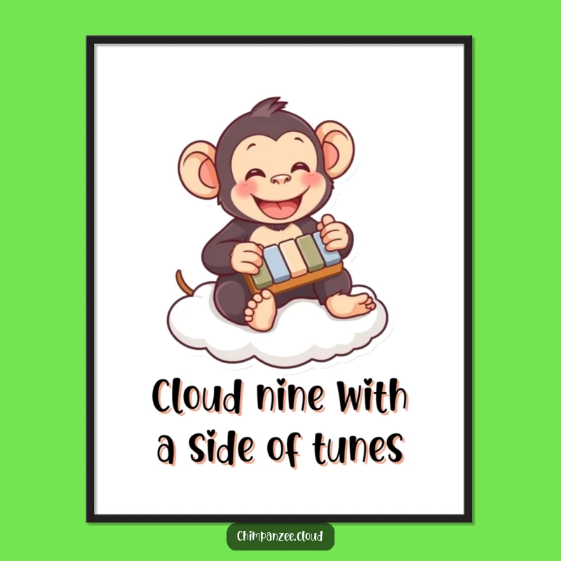Free Printable Wall Art: Funny Chimpanzee Xylophone Cloud, Humorous Downloadable Decor!