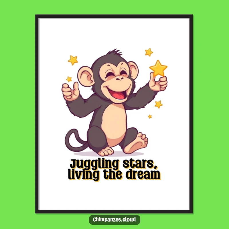 Free Printable Wall Art: Juggling Chimpanzee Stars Downloadable Decor