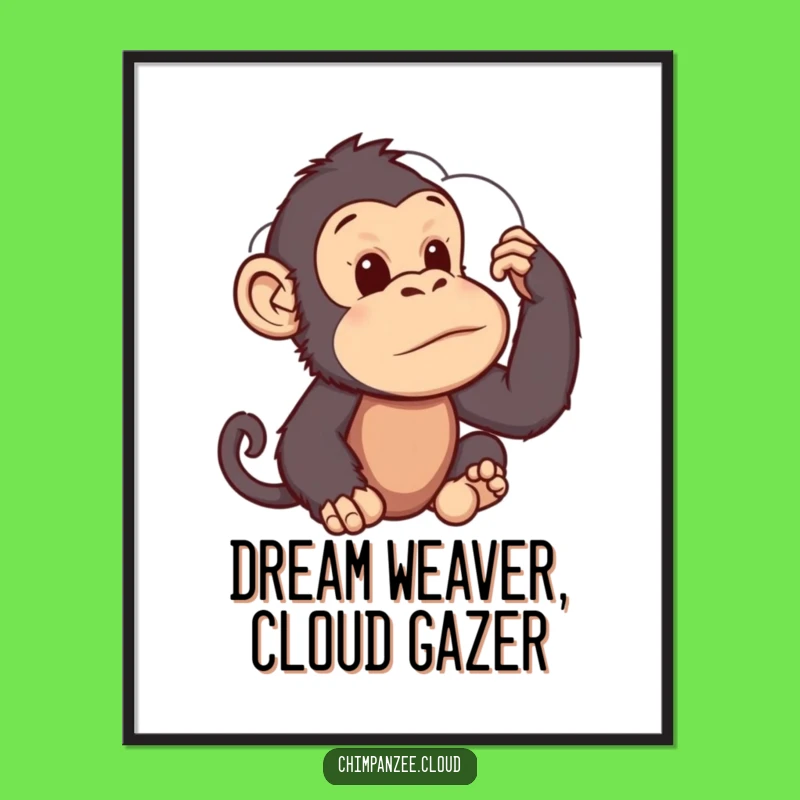Free Printable Wall Art: Pensive Chimp, Cloud Shape! Funny Decor