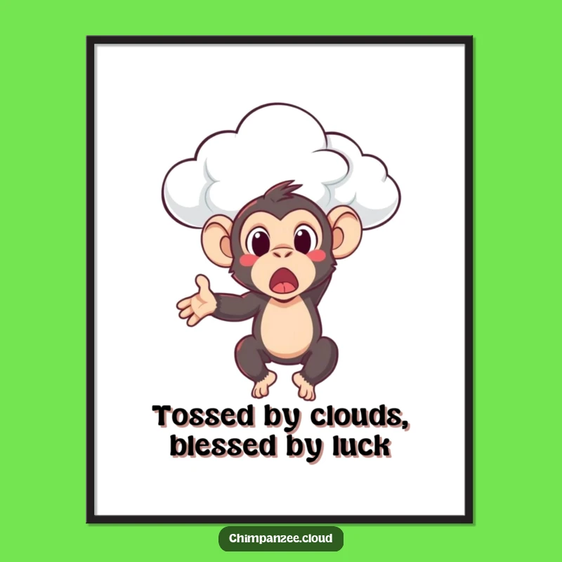 Free Printable Wall Art: Surprised Chimp Cloud Toss Downloadable Decor